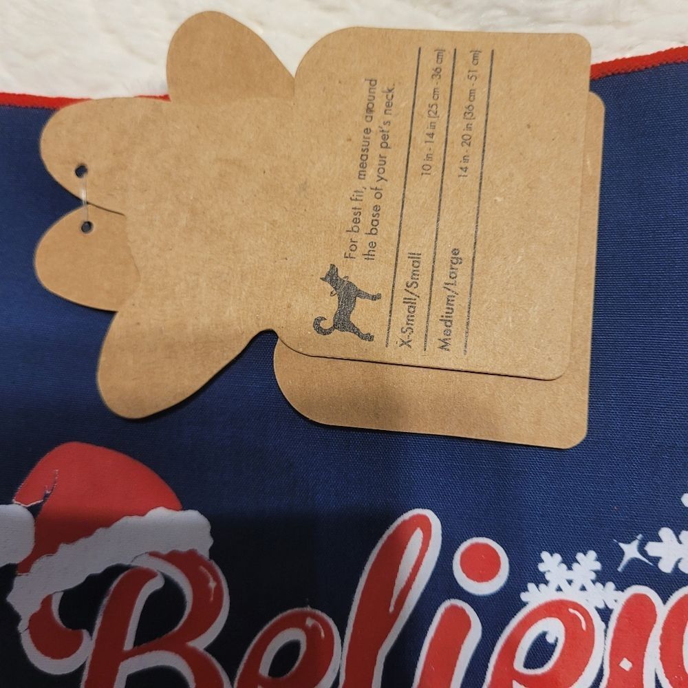 Pup Crew Pet Bandana Cat or Dog Christmas Believe Santa Hat Snow Blue XS-S New - Picture 5 of 6